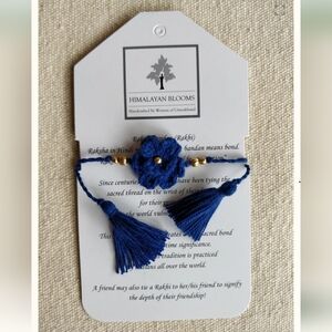 TWO Cotton Floral Rakhi by Himalayan Blooms: 1 Blue Bracelet & 1 White Bracelet